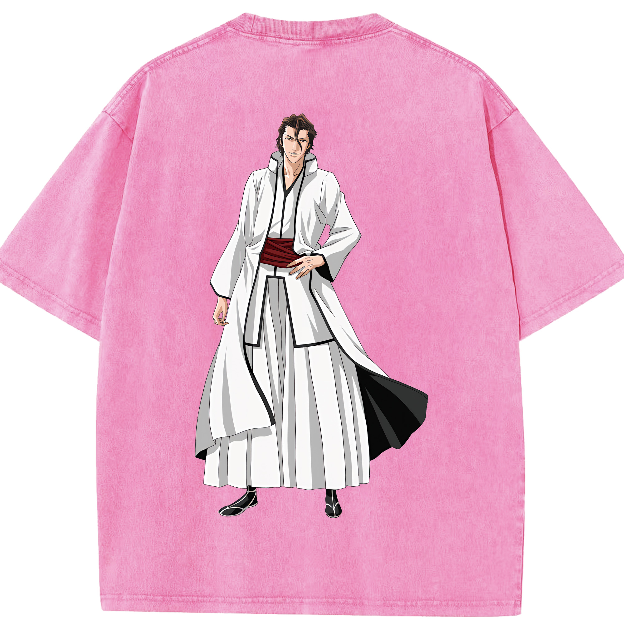 （画像用） ブリーチ 藍染 惣右介（あいぜん そうすけ） BLEACH Aizen Sousuke 綿100% ヴィンテージ風 半袖Tシャツ（背面プリント）